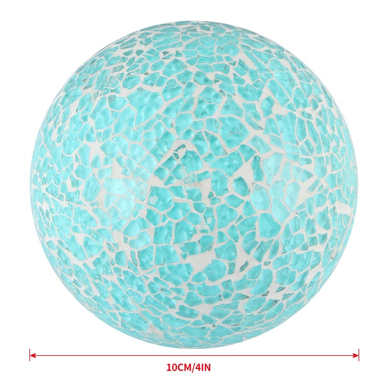 MDLUU 4" Decorative Orbs, Mosaic Sphere Balls, Centerpiece Balls for Bowls, Vases, Dining Table Decor, Pack of 3 (Teal Blue) - Image 3